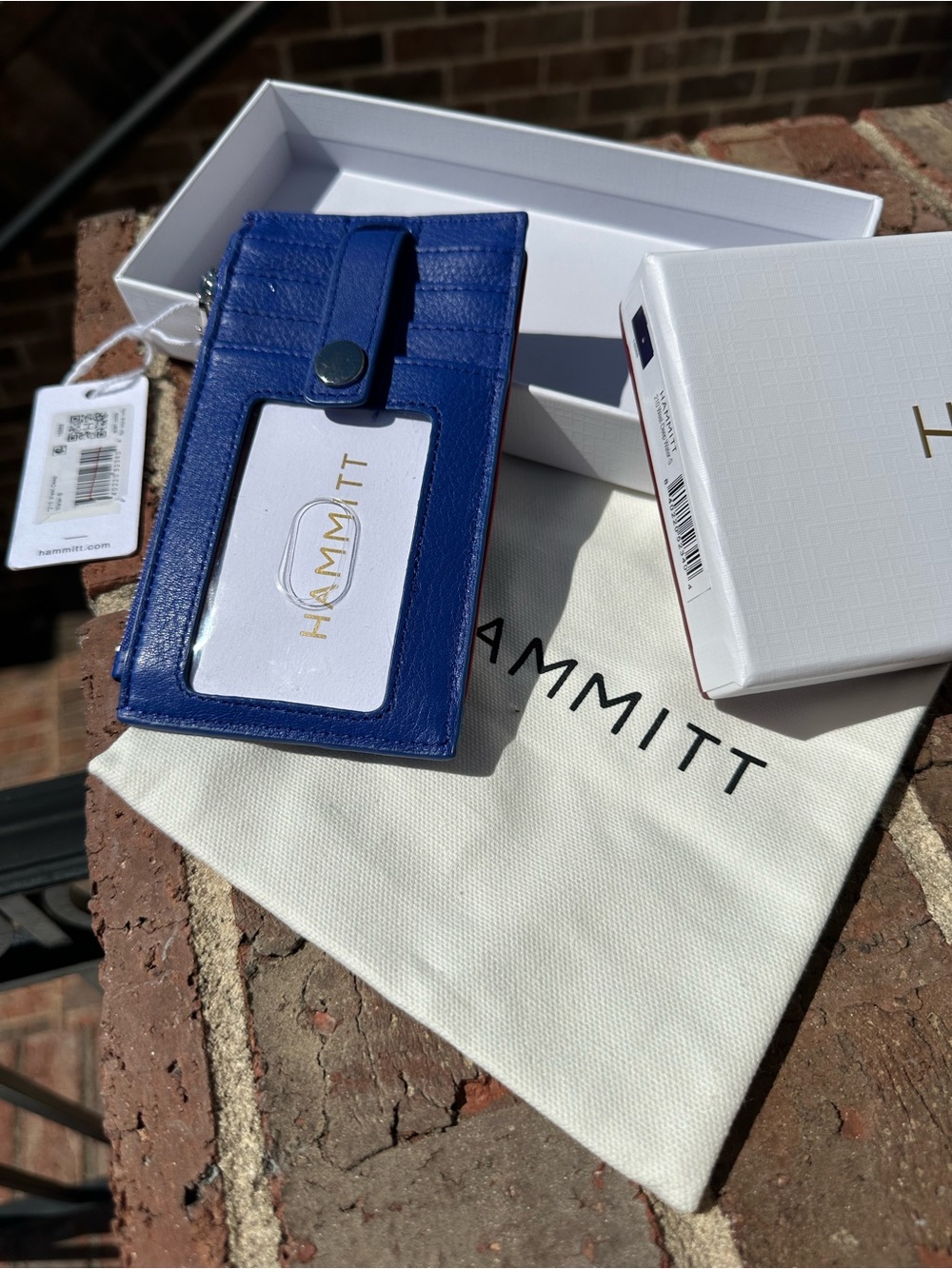 Hammitt Electric Blue Pebbled Leather Card Wallet with Zip